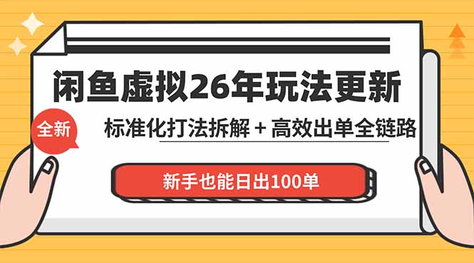闲鱼虚拟从0到1系统化运营课程：标准化打法拆解 + 高效出单全链路教学，新手也能日出100单-聚业