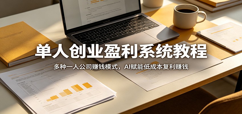 单人创业盈利系统教程:多种一人公司赚钱模式,AI赋能低成本复利赚钱-聚业
