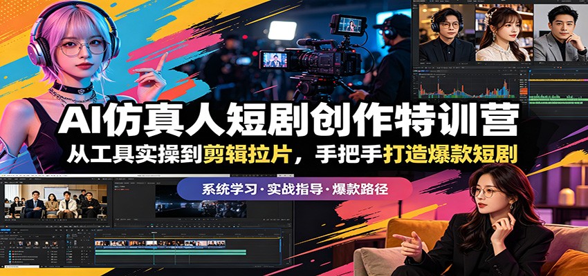 AI仿真人短剧创作特训营:从工具实操到剪辑拉片,手把手打造爆款短剧-聚业