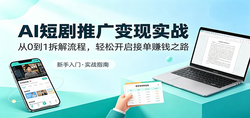 AI短剧推广变现实战:从0到1拆解流程,轻松开启接单赚钱之路-聚业