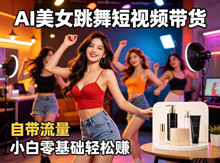 AI美女跳舞短视频带货:自带流量,小白零基础轻松賺,详细拆解-聚业