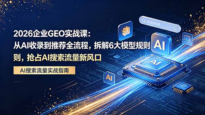2026 企业GEO实战课：从AI收录到推荐全流程，拆解6大模型规则，抢占 AI 搜索流量新风口-聚业