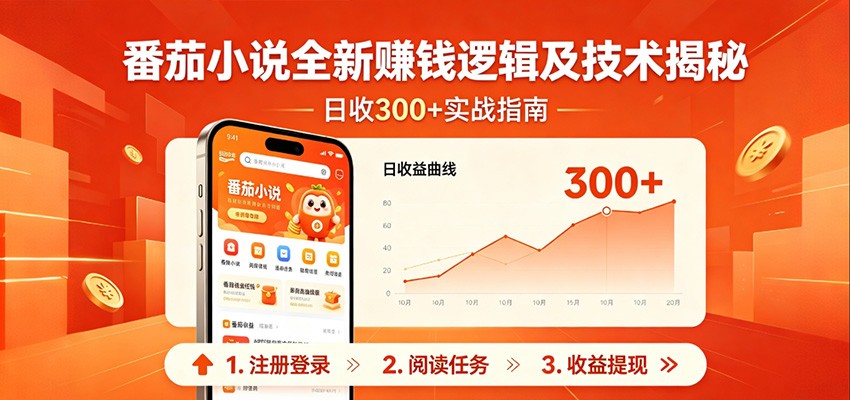 番茄小说全新赚钱逻辑及技术日收300+,小白新书皆可做!无脑赚就行了!-聚业