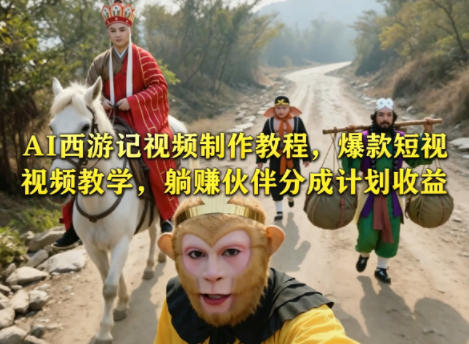 AI西游记视频制作教程，爆款短视频教学，躺賺伙伴分成计划收益-聚业