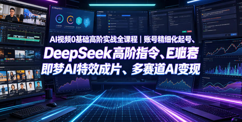 AI视频0基础高阶实战全课程｜账号精细化起号、DeepSeek高阶指令、即梦AI特效成片、多赛道AI短视频量产变现-聚业