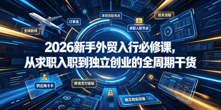 2026新手外贸入行必修课,从求职入职到独立创业的全周期干货-聚业