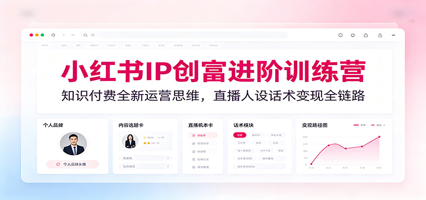 小红书IP创富进阶训练营:知识付费全新运营思维,直播人设话术变现全链路-聚业