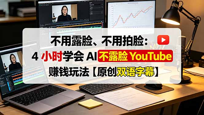 不用露脸、不用拍脸:4 小时学会 AI 不露脸 YouTube 赚钱玩法【原创双语字幕】-聚业