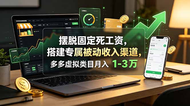 摆脱固定死工资,搭建专属被动收入渠道,多多虚拟类目月入 1-3 万-聚业