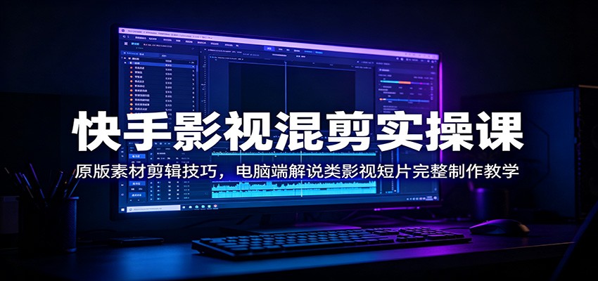 快手影视混剪实操课:原版素材剪辑技巧,电脑端解说类影视短片完整制作教学-聚业