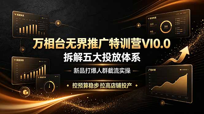 万相台无界推广特训营VI0.0,拆解五大投放体系,新品打爆人群截流实操,控预算稳步拉高店铺投产-聚业