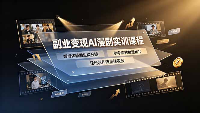 副业变现AI漫剧实训课程,智能体辅助生成分镜,参考素材批量出片,轻松制作流量短视频-聚业