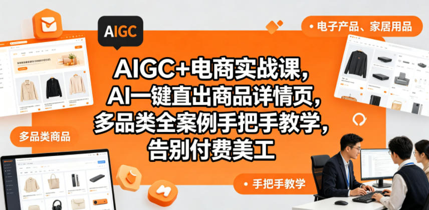 AIGC+电商实战课,AI一键直出商品详情页,多品类全案例手把手教学,告别付费美工(更新0704)-聚业