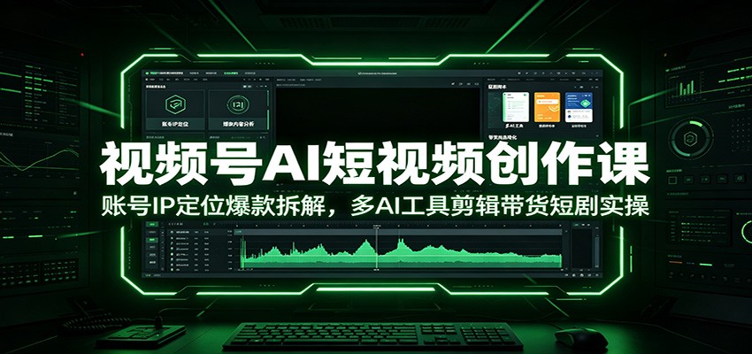 视频号AI短视频创作课:账号IP定位爆款拆解,多AI工具剪辑带货短剧实操-聚业