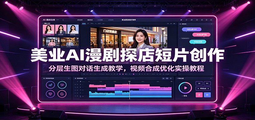 美业AI漫剧探店短片创作:分层生图对话生成教学,视频合成优化实操教程-聚业
