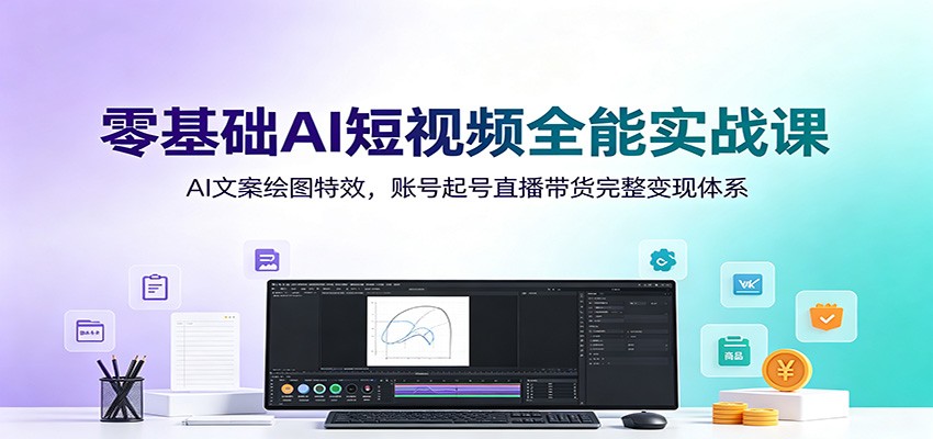 零基础AI短视频全能实战课:AI文案绘图特效,账号起号直播带货完整变现体系-聚业