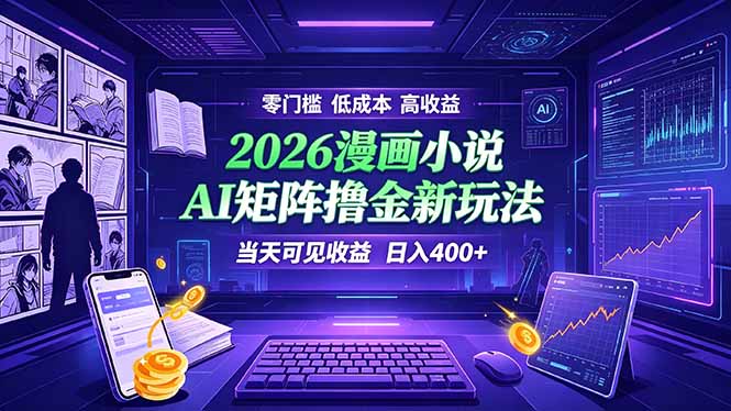 爆款小说漫画大阅读 ai矩阵操作 当天可见收益 日入400+ 零门槛 高收益-聚业