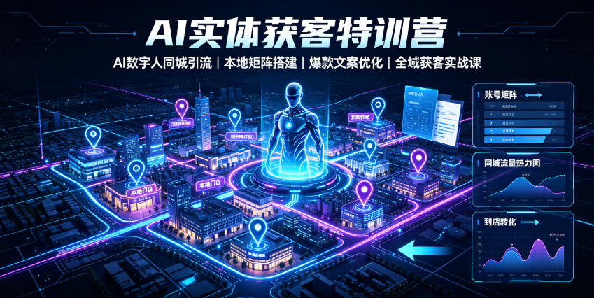 AI实体获客特训营｜AI数字人同城引流、本地矩阵搭建、爆款文案优化全域获客实战课-聚业