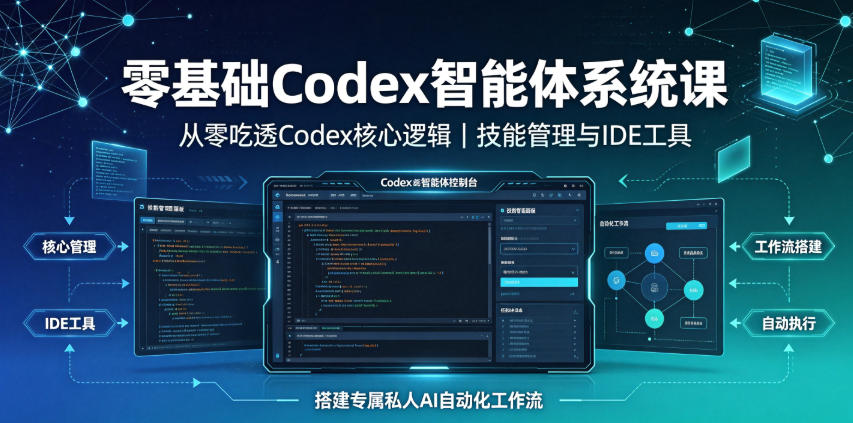 零基础Codex智能体系统课|从零吃透Codex核心逻辑、技能管理与IDE工具,搭建专属私人AI自动化工作流-聚业