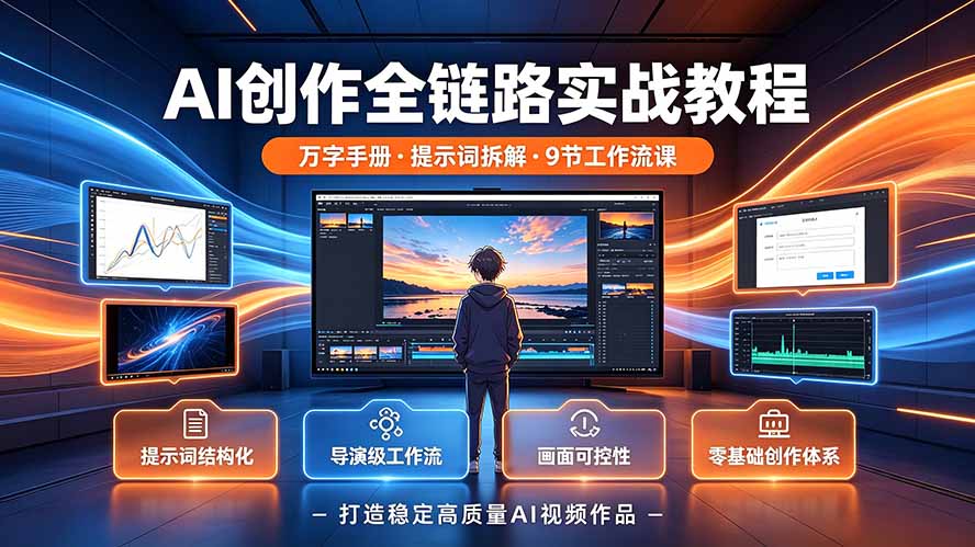 AI创作全链路实战教程｜万字手册·提示词拆解·9节工作流课，打造稳定高质量AI视频作品-聚业