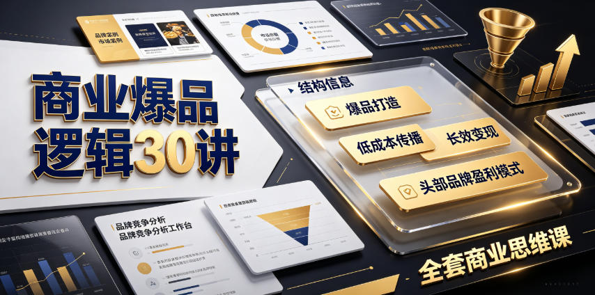 商业爆品逻辑30讲|拆解各行各业头部品牌盈利模式,吃透爆品打造、低成本传播、长效变现全套商业思维课-聚业