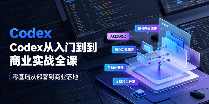 Codex从入门到商业实战全课|账号充值部署、AI工具联动、核心功能精讲、自动化搭建、全站项目开发零基础教程-聚业