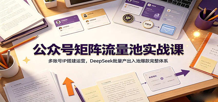 公众号矩阵流量池实战课：多账号IP搭建运营，DeepSeek批量产出入池爆款完整体系-聚业