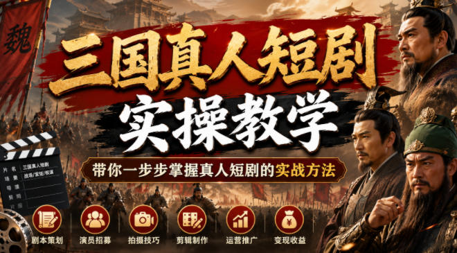 三国真人短剧实操教学，带你一步步掌握真人短剧的实战方法-聚业