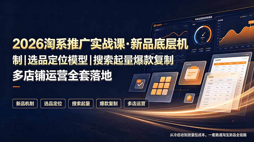 2026淘系推广实战课·新品底层机制｜选品定位模型｜搜索起量爆款复制多店铺运营全套落地教程-聚业