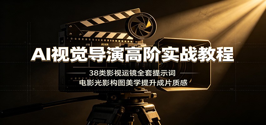 AI视觉导演高阶实战教程：38类影视运镜全套提示词，电影光影构图美学提升成片质感-聚业