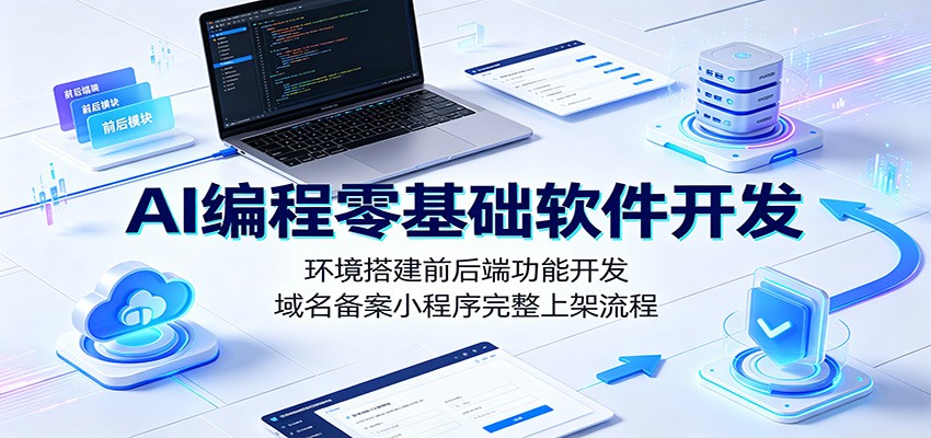 AI编程零基础软件开发：环境搭建前后端功能开发，域名备案小程序完整上架流程-聚业