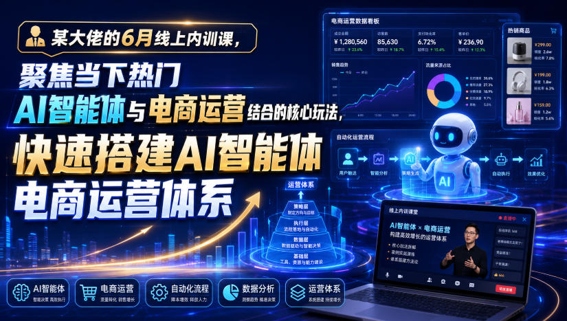 某大佬的6月线上内训课，聚焦当下热门AI智能体与电商运营结合的核心玩法，快速搭建AI智能体电商运营体系-聚业