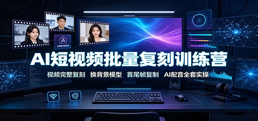 AI短视频批量复刻训练营:视频完整复刻,换背景模型、首尾帧复制、AI配音全套实操-聚业