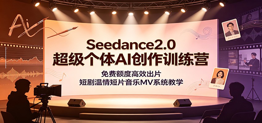 Seedance2.0超级个体AI创作训练营:免费额度高效出片,短剧温情短片音乐MV系统教学-聚业