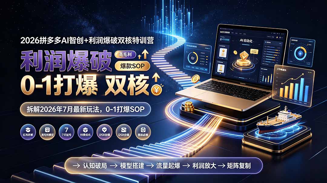 2026拼多多AI智创+利润爆破双核特训营-拆解2026年7月最新玩法，0-1打爆SOP-聚业