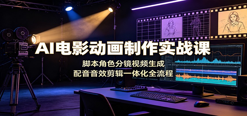 AI电影动画制作实战课：脚本角色分镜视频生成，配音音效剪辑一体化全流程-聚业