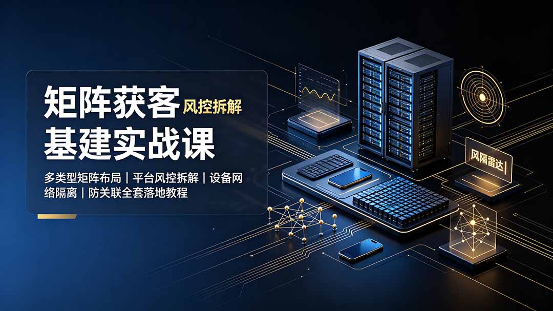 矩阵获客基建实战课:多类型矩阵布局|平台风控拆解|设备网络隔离|防关联全套落地教程-聚业