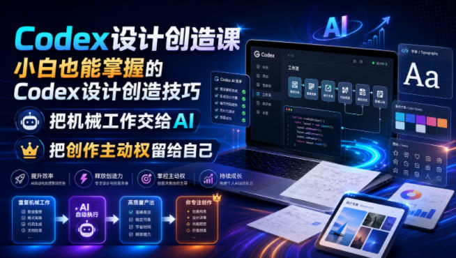 Codex设计创造课,小白也能掌握的Codex设计创造技巧,把机械工作交给AI,把创作主动权留给自己-聚业