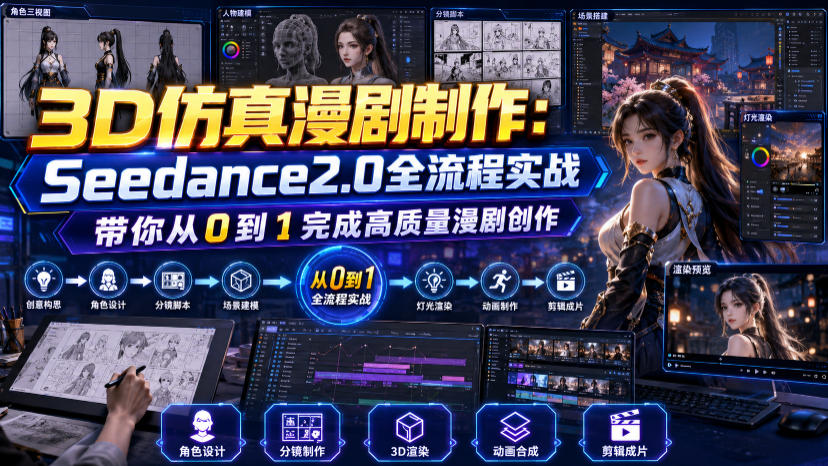 3D仿真漫剧制作:Seedance2.0全流程实战,带你从0到1完成高质量漫剧创作-聚业
