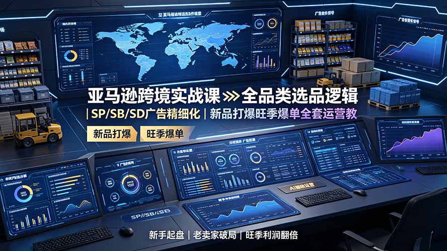 亚马逊跨境实战课:全品类选品逻辑|SP/SB/SD广告精细化|新品打爆旺季爆单全套运营教程-聚业