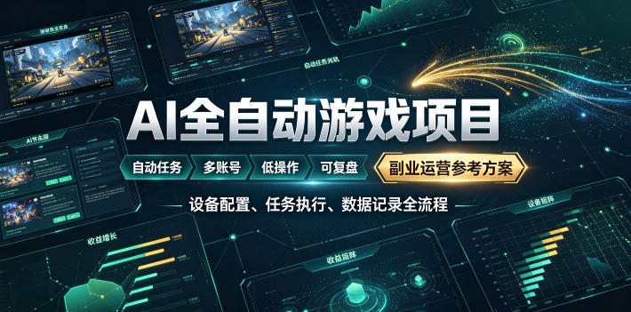 AI全自动游戏躺賺副业:日入几百,稳定运行三年的项目!【揭秘】-聚业