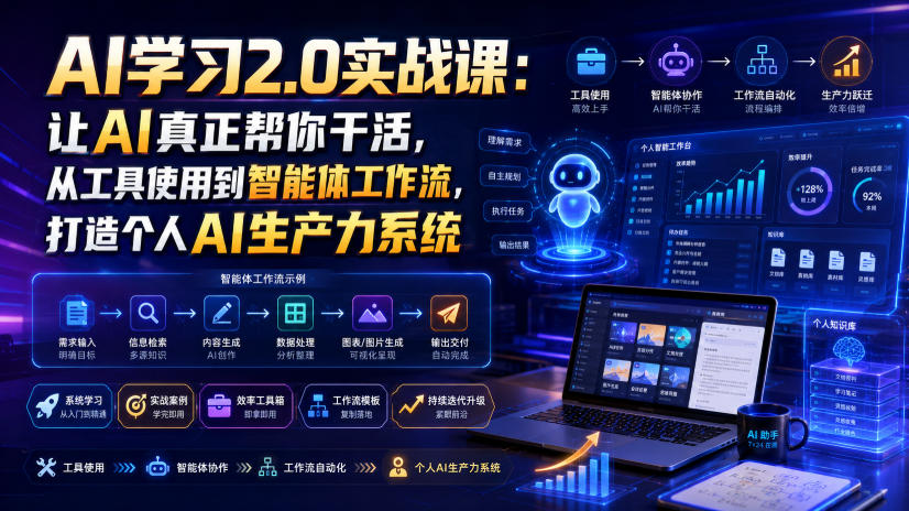 AI学习2.0实战课:让AI真正帮你干活,从工具使用到智能体工作流,打造个人AI生产力系统-聚业