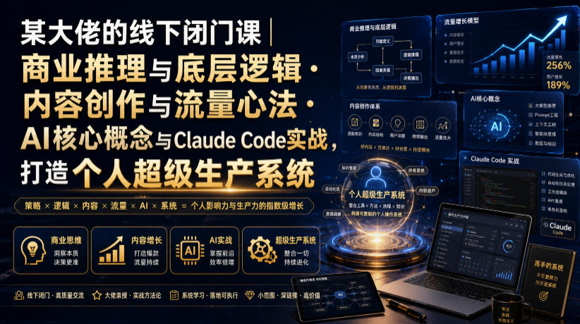 某大佬的线下闭门课|商业推理与底层逻辑・内容创作与流量心法・AI核心概念与Claude Code实战,打造个人超级生产系统【录音+图片】-聚业