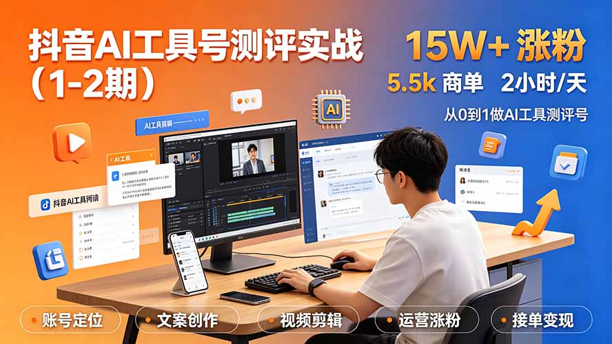 抖音AI工具号测评实战(1-2期-聚业