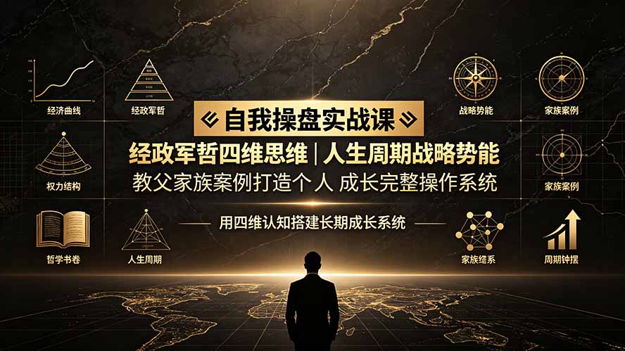 自我操盘实战课:经政军哲四维思维|人生周期战略势能|教父家族案例打造个人成长完整操作系统-聚业