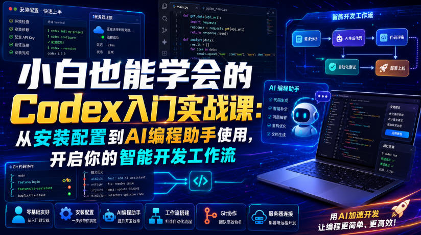 小白也能学会的Codex入门实战课:从安装配置到AI编程助手使用,开启你的智能开发工作流-聚业