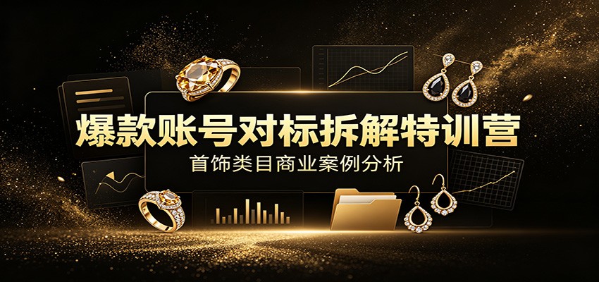 爆款账号对标拆解特训营：首饰类目商业案例分析，配套完整资料内容-聚业