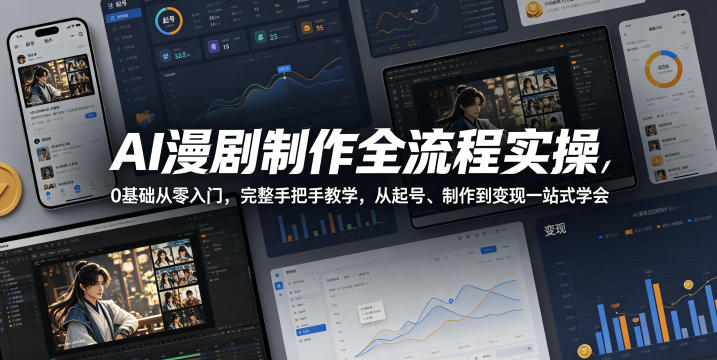 AI漫剧制作全流程实操，0基础从零入门，完整手把手教学，从起号、制作到变现一站式学会(更新)-聚业