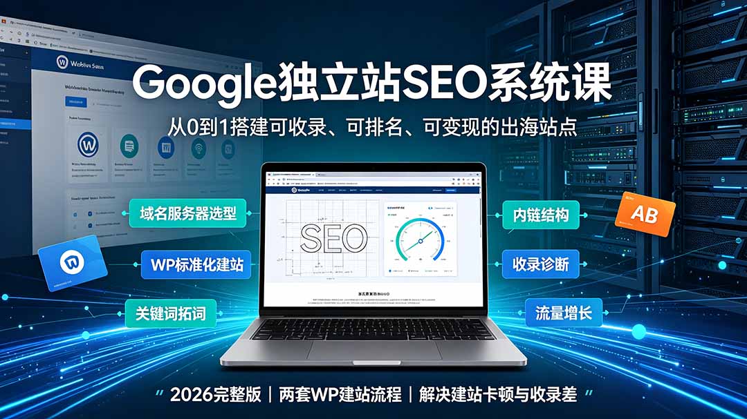 Google独立站SEO-7月系统课:出海基建×WordPress建站×AI内容生产×站内外优化×Search Console×AdSense变现-聚业