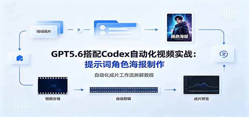 GPT5.6搭配Codex自动化视频实战:提示词角色海报制作,自动化成片工作流拆解教程-聚业
